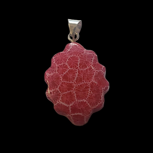 NEW Sponge Coral Fancy Pendant in Sterling Silver - Picture 3 of 7